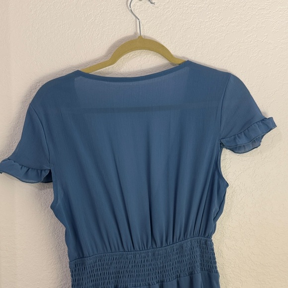 Chic Blue Ruffle Mini Dress - Picture 8 of 9